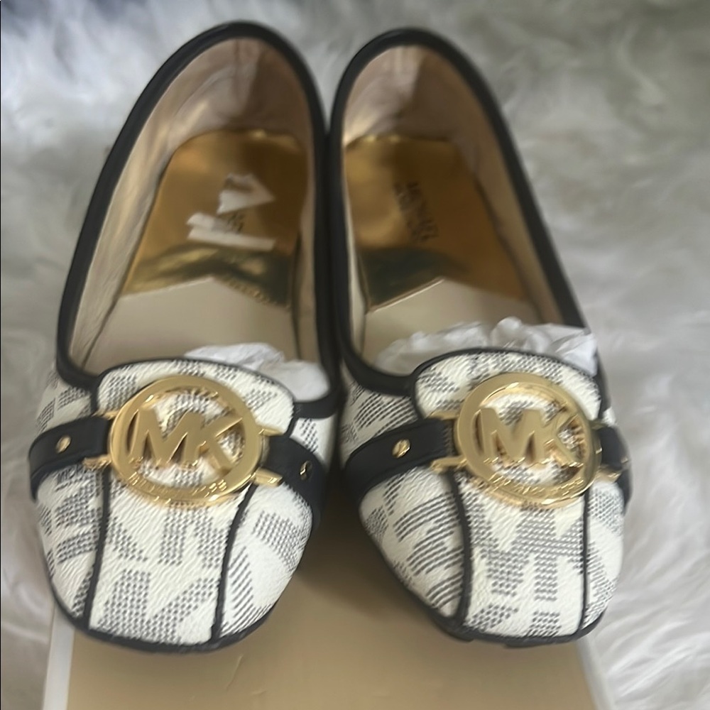 Michael Kors White and Blue Loafers with Sleek Design
